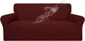 Easy-Going 100% Waterproof Couch Cover, 3 Cushion Couch Slipcover for Sofa | Leakproof Sofa Cover, Stretch Jacquard Furniture Protector Against Stain Spill from Kids, Pets, Dog (Sofa, Wine)