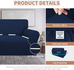 Easy-Going 100% Waterproof Loveseat Couch Cover Stretch Jacquard Sofa Cover | Dual Waterproof Sofa Slipcover, Leakproof Furniture Protector for Kids, Pets, Dog and Cat (Loveseat, Navy)