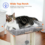 PEQULTI Indoor Cat Tree Tower Small Cats, Sisal Post & Cozy Condo, Grey | Private soft cat condo, soft top perch, natural sisal scratch posts, plush pom-pom toy for indoor kitties
