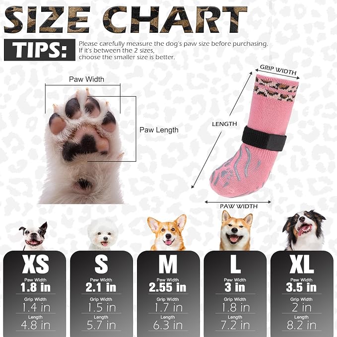 EXPAWLORER Dog Socks for Summer Hot Pavement to Prevent Licking Paws, Anti Slip Doggie Grippy Booties Shoes for Hardwood Floors, Boots & Paw Protectors for Small Medium Large Senior Dogs Pink XL