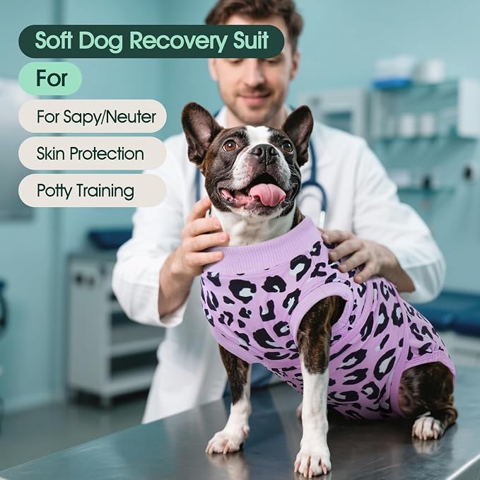 Kuoser Dog Recovery Suit After Surgery, Spay Neuter Surgical Suit for Dogs | Post Surgery Anti-Licking Dog Onesie Protects Wounds and Incisions, E-Collar & Cone Alternative Bodysuit for Female Male Dogs