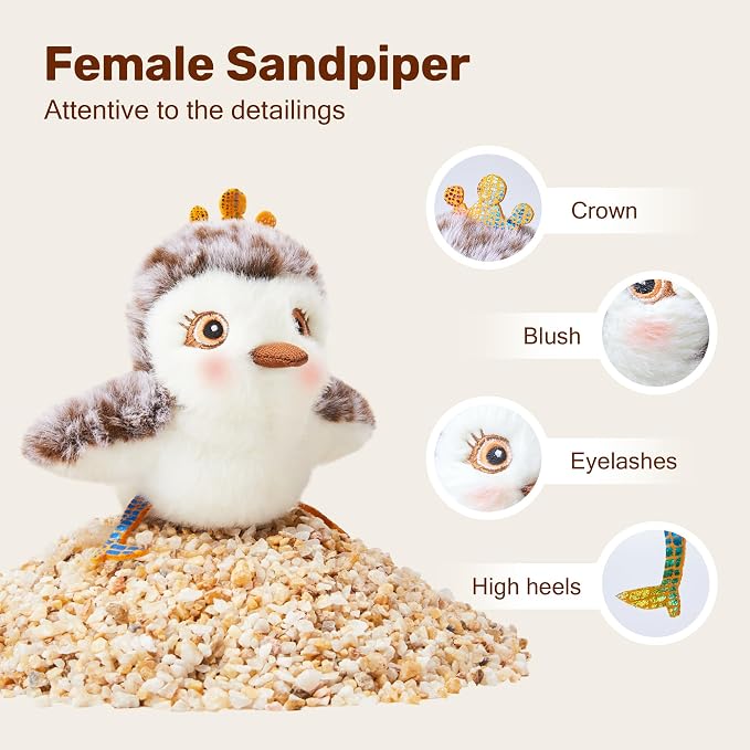 Potaroma Cat Toys 2 Pcs Flapping Sandpiper Pair-Mate | Lifelike Birds Chirp, Chargeable Touch Activated Kitten Fun Interactive Kitty Exercise with Catnip for All Breeds
