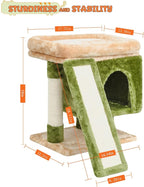 SYANDLVY Small Cat Tree for Indoor Cats, Cat Tower with Scratching Post, Modern Activity House for Large Cats, Condo with Board, Kittens Cave
