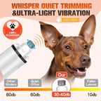 Dog Nail Trimmers Ultra Quiet Electric Pet Dog Nail Clippers Cat Nail Clipper with Led Lights Nail Grinder High Speed Nail File Electric Clippers for Grooming Small, Medium (White)