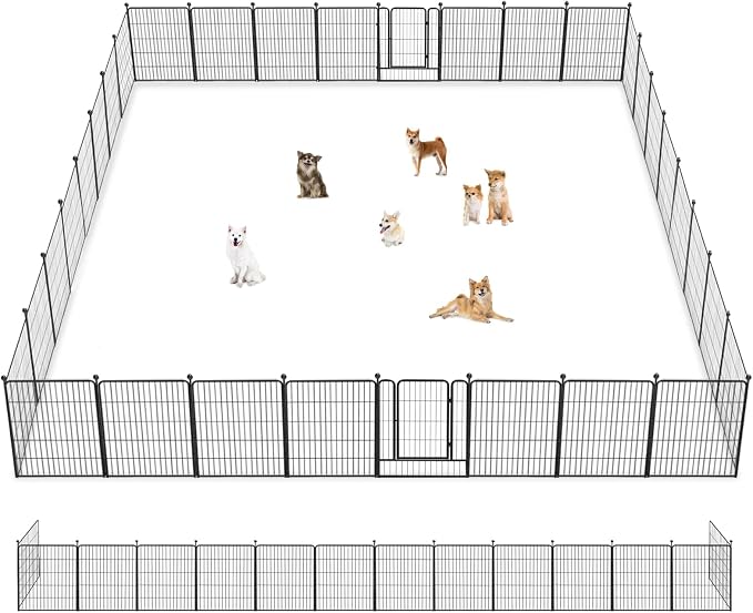Dog Playpen 32 inch 32 Panels Indoor Outdoor Dog Pen for Medium/Small Dogs Heavy Duty Metal Dog Fence Outdoor for Yard, Puppy Playpen with Door Portable Pet Fence for RV Camping Yard