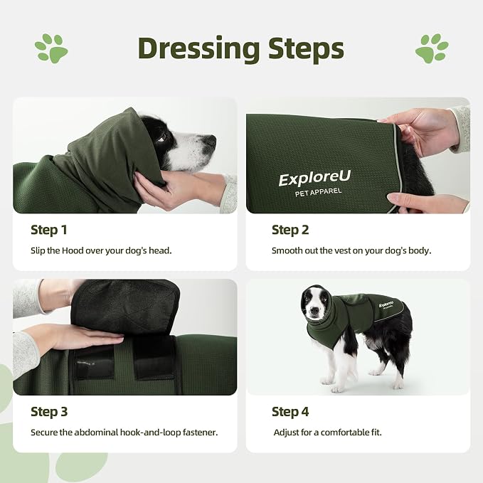 Dog Anxiety Vest–Dog Calming Shirt for Noise,Separation,Green,M(17-24lbs) | Soothe your pet,Reduce anxiety,Keep things calm