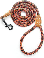 Mile High Life Dog Leash with Genuine Leather Connection, 6 FT/5 FT/4 FT | Rope Leash, Heavy Duty 360° Swivel Metal Clasp, for Small Medium & Large Dogs (Red, 72 Inch)