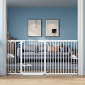 Extra Wide Baby Gate with Door 62-70 Inch Pressure Mounted, Auto Close Child Baby Gates for Doorways No Drill, Walk Through Dog Gate Indoor for The House, White