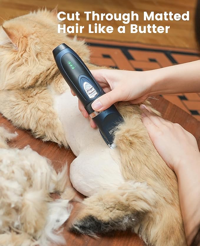 oneisall Cat Clippers and Paw Trimmer 3 in 1 Cat Grooming Kit | for Matted,Long,Thick Coat,2-Speed Cordless Pet Clippers, Quiet Cat Grooming Kit for Cat