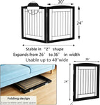 ZJSF Freestanding Foldable Dog Gate for House Extra Wide Wooden Indoor Puppy Gate Stairs Doorways Pet Gate Tall Dog Fence 2 Panels Fence Black