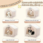 ndoor Dog House with Frame, Cute Dog Tent Bed with Cover Cave | Breathable, Washable, and Foldable House, Suitable for 36-66 Lb, Large (29"×29"×29"), Beige
