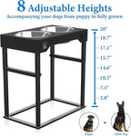 Raised Dog Bowl for Large Dogs,Elevated Dog Bowls Steel Dog Bowls for Food & Water (DB01H-BLACK, 20inch 1.5L)