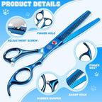 Professional Dog Grooming Scissors Set, 7 Inch/8 Inch Pet Grooming Scissors Chunkers Shears for Dog, Curved Dog Grooming Scissors, Thinning Shears for Dog with Grooming Comb | Pet Grooming Chunkers Shears for Dog, Curved Dog Grooming Scissors, Thinning...