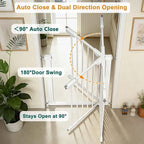 Fairy Baby 22.8"-25.5" Narrow Baby Gate for Small Stair Doorways No Drill | Pressure Mounted Small Pet Dog Gates, Easy Walk Thru Child Safety Gate, Adjustable Tension Metal Gate No Extensions, White