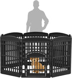 IRIS USA 8-Panel Dog Playpen, Pet Enclosure, Black | Pet Containment, Multi-Shape Setup, Flexible Boundary, Custom Pen Configuration, Tool-Free Assembly, Secure Door Latch