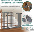 Cumbor 30-46" Baby Gate for Stairs, Auto-Close Dog Gate Indoor, Mom's Choice Awards Winner-Easy Install Pressure Mounted Pet Gates for Doorways, Dual Lock Safety Proofing for Babies & Pets, Cool Gray