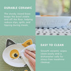 The Cat Ladies Ceramic Cat Bowls - Whisker Friendly Food Bowl - Cute Pet, Kitten Plates - Dishes for Indoor Cats - Dish for Wet Food & Water - Platos para Gatos - Calico, Small