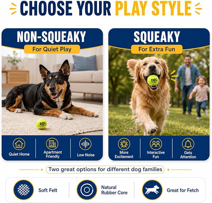 INSUM Squeaky Tennis Balls for Dogs, 12 Pack 2.5'' Medium Dog Toys Balls | Durable Non-Toxic Outdoor Dog Toys Balls with Mesh Bag, SGS Certified, Colorful Fetch Toys, Medium Large Breeds Squeaky