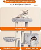 Cute Cat Tree Kitten Cat Tower Condo Furniture Scratching Posts Hammock G | FISH&NAP For Indoor with Jump Platform Activity Center Grey
