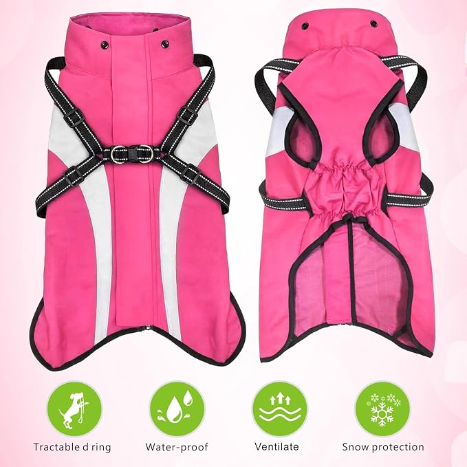 Dog Raincoat Waterproof Raincoats for Dog Reflective Dogs Rain Jackets with Hood Hoodie Pet Rain Poncho Coat for Small Medium Large Dogs Puppies S-XXL (Pink, XXL)
