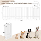 SNUOWU Full Metal Freestanding Dog Gate with Door, 36''Height Foldable Pet Dog Fence for Indoor & Outdoor, 6 Panels Extra Wide Free Standing TallDog Gates for Doorways,House,Stairs,Porch,Deck,Yard