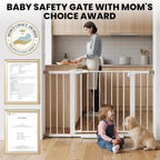 Mumeasy 29.7-46" Baby Gate, Stair Safety Gate for Round Banisters | Y spindle hardware, fits round banisters, no drill installation, auto close door, for babies toddlers and dogs