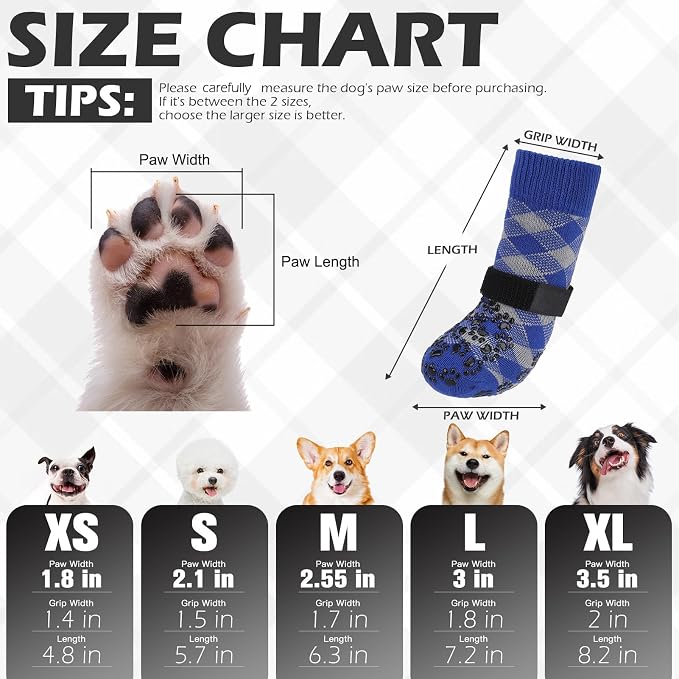 EXPAWLORER Dog Socks for Hot Summer Pavement to Prevent Licking Paws, Anti Slip Doggie Booties Grippy Shoes for Hardwood Floors, Boots & Paw Protectors for Small Medium Large Senior Dogs Blue XL