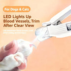 2-in-1 Dog Cat Nail Clipper Grinder with LED Light, USB Rechargeable