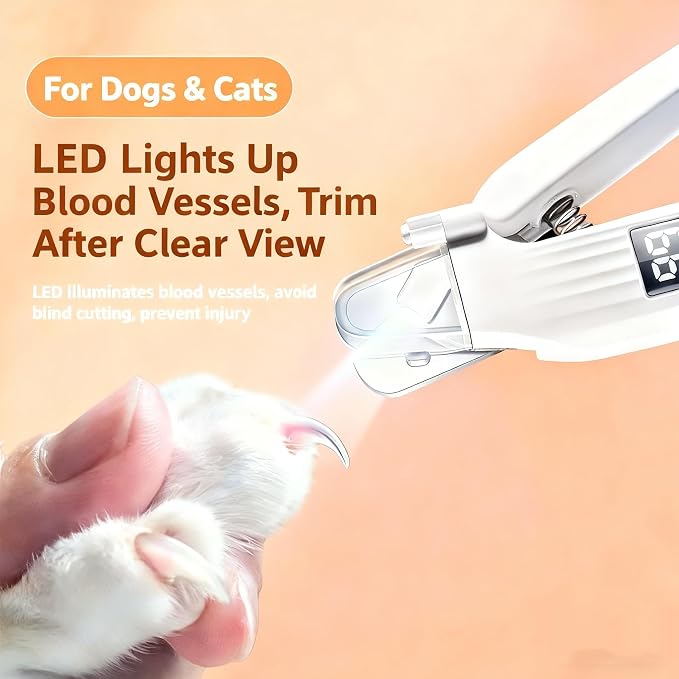 2-in-1 Dog Cat Nail Clipper Grinder with LED Light, USB Rechargeable