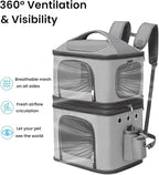 HOVONO Detachable Double Cat Backpack Carrier for 2 Pets | Pet Backpack Carrier for Small Cats & Dogs, Perfect for Traveling/Hiking /Camping/Vet Visits, up to 16 lbs Each, Grey