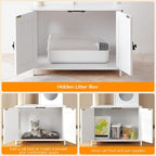 HOOBRO Cat Tree Tower with Litter Box Enclosure for Indoor, Wooden Cat Condo with Scratching Posts, Litter Box Furniture Hidden, All-in-One Cat House, White WT15MZ03