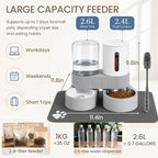 Gravity Cat Feeder 2 Pack Automatic Food Feeder and Water Dispenser Set Detachable Pet Bowl with Silicone Mat and Brush for Cats Small Medium Dogs, Large Capacity(Grey)