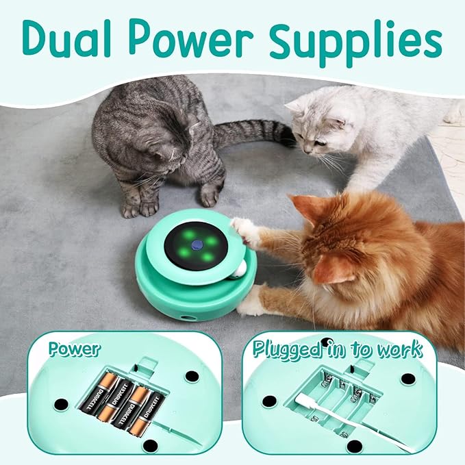 ORSDA Cat Toys 2-in-1 Interactive Cat Toys for Indoor Cats, Automatic Cat Toy Balls, Mice Toys Ambush Feather Kitten Toys with 7pcs Attachments, Dual Power Supplies, Adjustable Speed, Auto On/Off