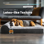 Laifug Orthopedic Dog Beds for Large Dogs,3" Memory Foam Dog Beds,Durable Water Proof Liner Removable and Washable, Nonskid Bottom,Black Grid Grey 40"x25"x5.5"