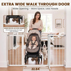 Mumeasy 29.7-54.2" Baby Gate for Stairs, Pressure Mounted Dog Gate for Doorways, Extra Wide Walk Thru Safety Pet Gate for Doors with Auto Close, Easy Install Child Gate for Hallway Indoor House, White