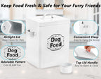 5-7 Lbs(25 Cup) Metal Dog Food Storage Container with Lid and Scoop, Airtight Dog Treat Container, Farmhouse Pet Food Storage Container, Cute Dog Food Canister, Gift for Dogs and Owners, White