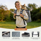 Lekereise Pet Carrier Backpack Expandable Cat Backpack Carrier for Small Dogs Large Cats Puppies, Dog Backpack Carrier for Hiking Travel Outdoor Hold Pets Up to 20 25 Lbs, Grey