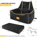 XIEEAOZEE Dog Car Seat for Large/Medium Dog, Booster Seat for Dogs Under 55Lbs or 2 Small, Detachable and Washable Travel Pet Seat with Thick Cushion and Storage Pockets (Black)