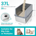 Stainless Steel Cat Litter Box with Lid,Metal Cat Litter Box,23.5x15.5x16in | Cat Litter Pan for Large Cats, Non-Sticky Large Kitty Litter Box Easy to Clean, Anti-Leakage,xxxl