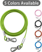 Dog Tie Out Cable - Chew Proof Steel Wire Lead - 360° Tangle Free Outdoor Leash for Pups - Dog Runner Cable for Small to Medium Dogs (Green, 45lbs/10ft)