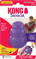 KONG Senior - Dog Toy with Gentle, Natural Rubber - Durable Dog Toy for Older Dogs - Use Treats with Stuffable Chew Toy - Treat Toy for Chewing & Fetching - for Small Dogs (Pack of 2)
