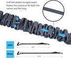 6FT Highly Reflective Heavy Duty Elastic Bungee Medium and Large Dog Leash Shock Absorbing with Comfortable Padded Handle and Traffic Handle Suitable for Training Grey