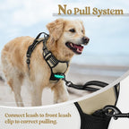 rabbitgoo Dog Harness, No Pull for Small Dogs with 2 Leash Clips, Pet Vest | No Choke with Handle, Adjustable Soft Padded, Reflective, Easy Control for Walking, Beige, Small