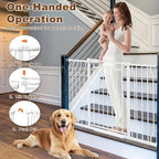 29.5-43.7" Wide Baby Gate for Stairs No Drilling, 30" Tall Metal Pet Baby Safety Gates with Expansion Kit, Press Mounted Dog Gate Indoor for Kids, Walk Through Dog Gates for Doorways, White