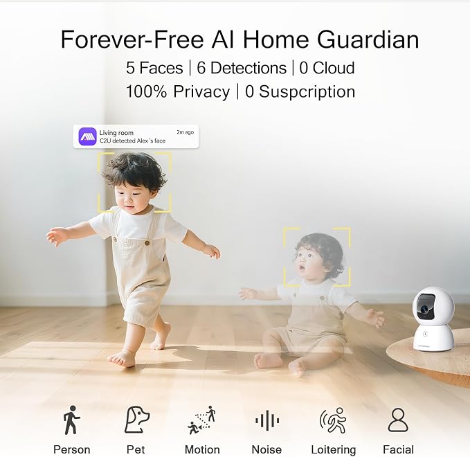 5G Security Camera Indoor, 3K Pet/Dog Camera with Speaker/Phone App, PTZ WiFi Baby Monitor Cameras for Home Security
