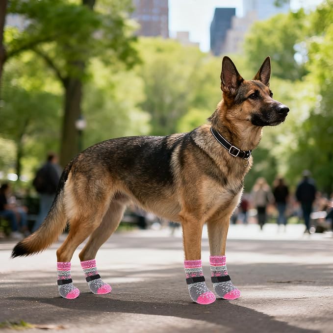 KOOLTAIL Dog Socks to Prevent Licking Paws for Hardwood Floors Anti Slip,Warm Winter Pet Boots&Paw Protector with Grippers,Double Sides Puppy Shoes Booties for Small Medium Large Senior Dogs XL