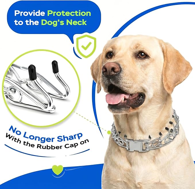 Supet Prong Collar for Dogs, Adjustable Dog Pinch No Pull Training Collar with Quick Release Buckle, Rubber Tips and Extra Links for Small Medium Large Dogs