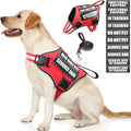 Service Dog Vest Harness and Leash Set+10 Patches,Easy On Off Red L | No Pull&Adjustable Reflective Dog Harness Large Sized,Dog Leash with 2 Soft Padded Handles,for Training Hiking Walking