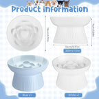 Tioncy 2 Pcs Ceramic Elevated Slow Feeder Cat Bowl, Raised Cat Slow Feeder Bowl, Anti Vomiting for Dry and Wet Food, No Spill High Edge Easy Clean Dishwasher Safe (White,Blue)