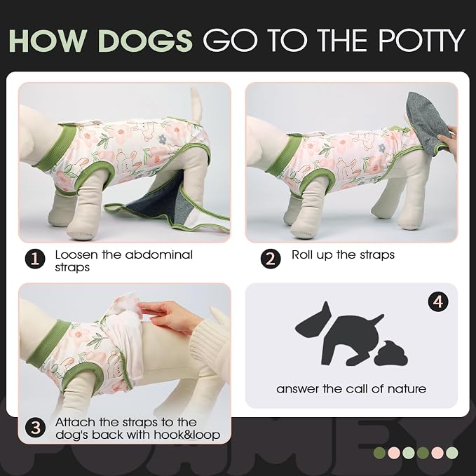 FUAMEY Surgery Suit for Dogs Female After Spayed, Soft Onesie for Surgery | Cone Alternative after Surgery, Dog Wound Cover Spay Suit Prevent Licking, Female Dog Onesie for Heat Cycle, Rabbit Flower S